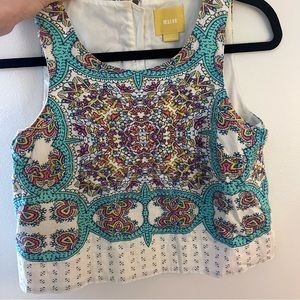 Maeve Patterned Boxy Crop Top